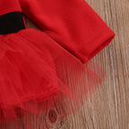 New Baby Kids' Round Neck Spring And Autumn Long Sleeve Christmas Clothes Mesh Dress