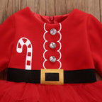 New Baby Kids' Round Neck Spring And Autumn Long Sleeve Christmas Clothes Mesh Dress