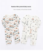Light And Soft Bamboo Fiber Baby Jumpsuit Floral Animal Cute Print Spring Autumn Newborn Clothes Unisex Long Sleeve Baby Rompers For Boys Girls
